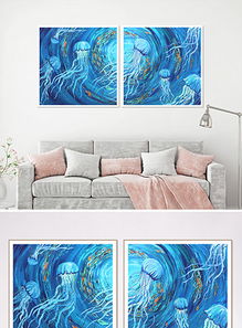 藍(lán)色水母泡沫 現(xiàn)代水彩手繪家居裝飾的藝術(shù)魅力與實(shí)用價(jià)值